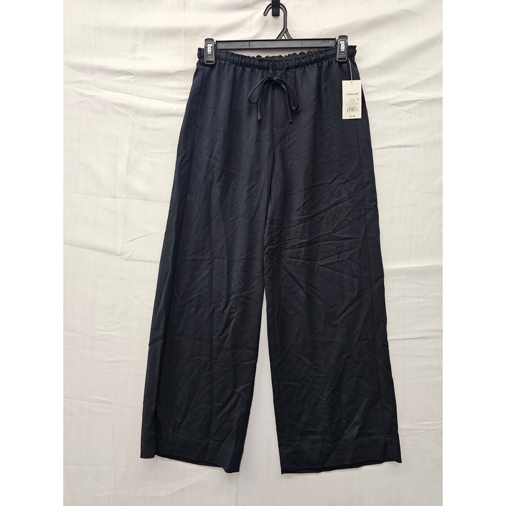 A New Day Womens Wide Leg Pants Black Rayon Blend Casual Size Small